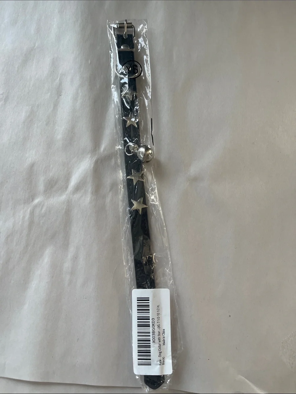 New Black Dog Collar with Stars Size 7.5-10.5 in